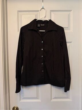 Rafaella Black Pinstripe Dress Shirt